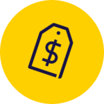 line drawing of a tag with a dollar sign on it